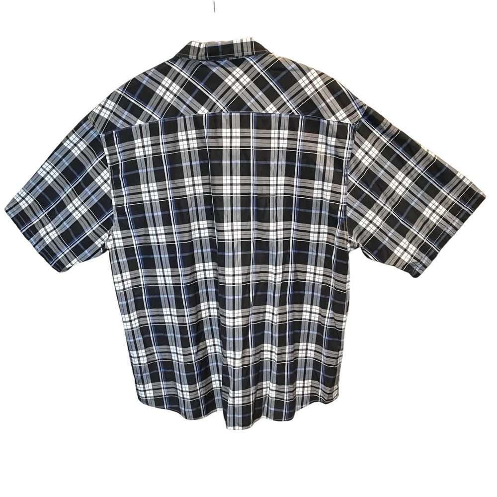Blue Gear BG Men's 5XL Blue White Black Plaid Pockets Short Sleeves Lightweight - Picture 2 of 5
